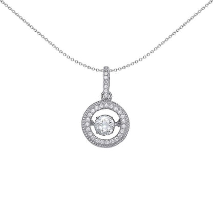 Silver  CZ Floating Halo Pendant Necklace - GVP378