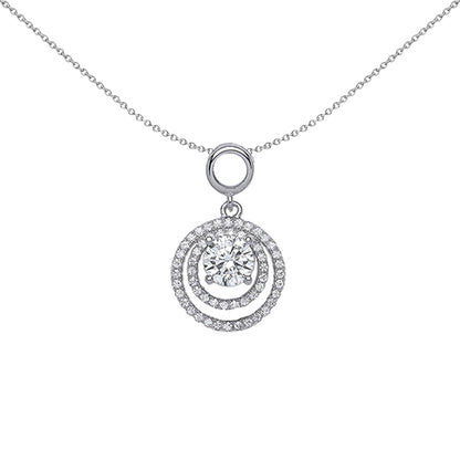 Silver  CZ Halo Charm Necklace 18 inch - GVP379