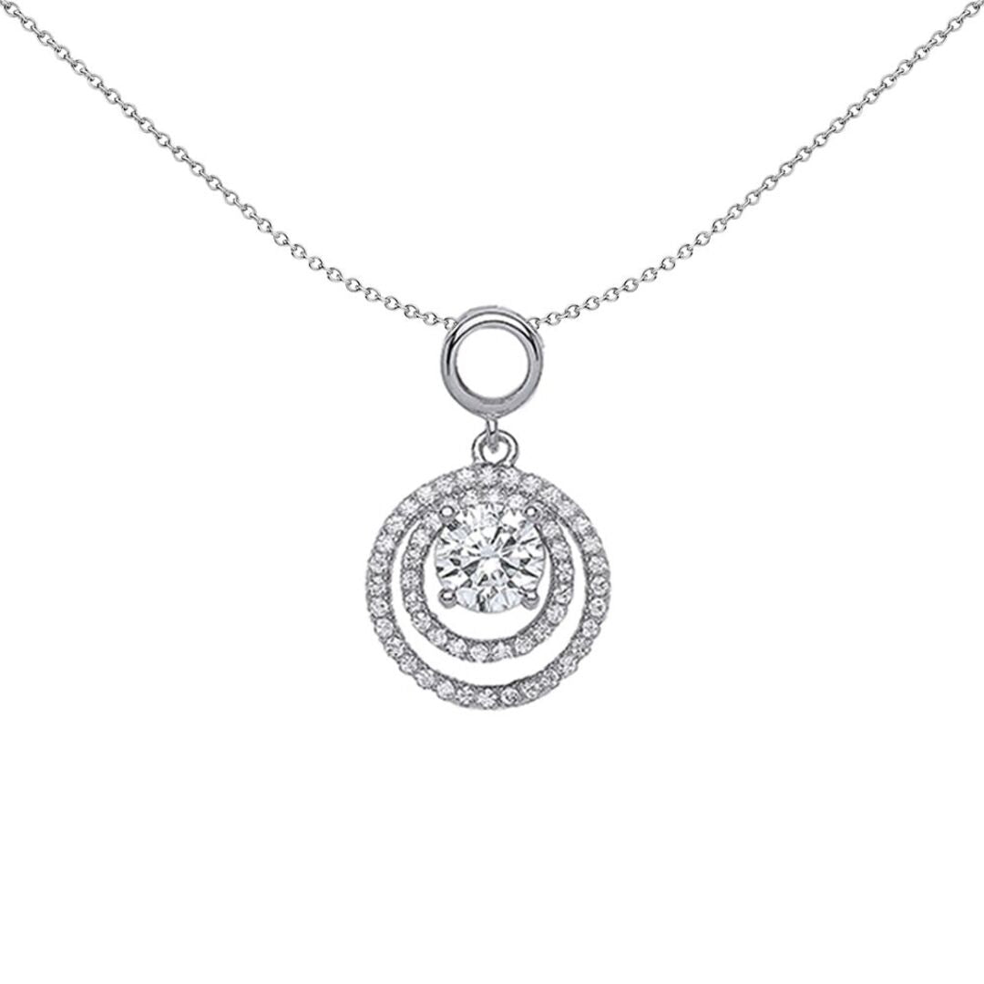 Silver  CZ Halo Charm Necklace - GVP379