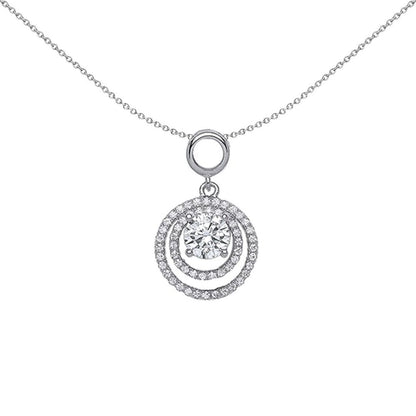 Silver  CZ Halo Charm Necklace - GVP379