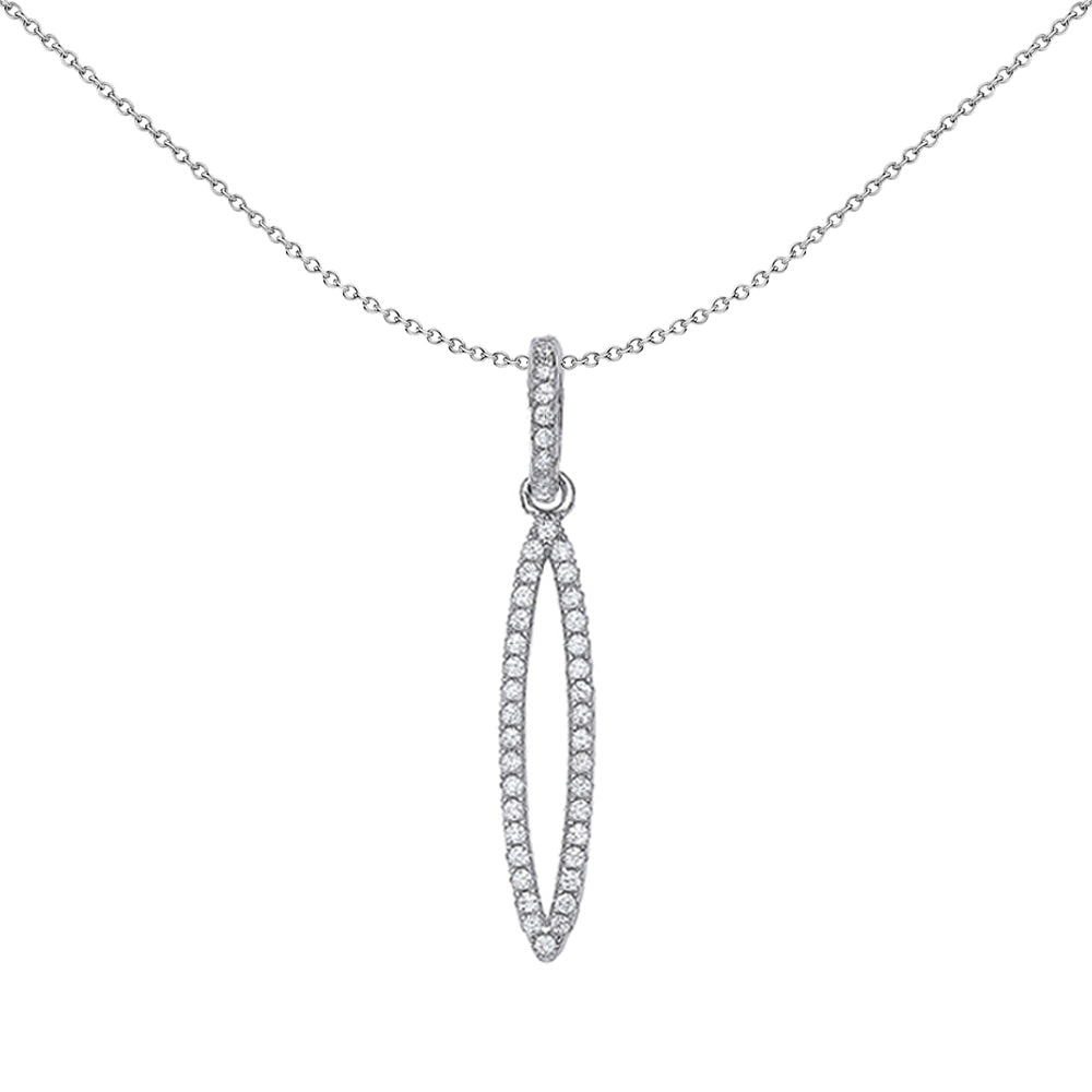 Silver  CZ Tear of Joy Charm Necklace 18 inch - GVP384