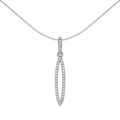 Silver  CZ Tear of Joy Charm Necklace 18 inch - GVP384