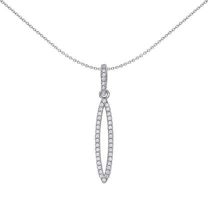 Silver  CZ Tear of Joy Charm Necklace 18 inch - GVP384