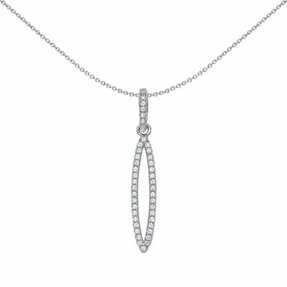 Silver  CZ Tear of Joy Charm Necklace 18 inch - GVP384