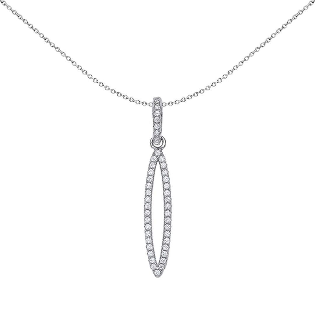 Silver  CZ Tear of Joy Charm Necklace - GVP384