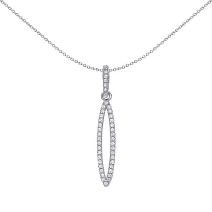 Silver  CZ Tear of Joy Charm Necklace - GVP384