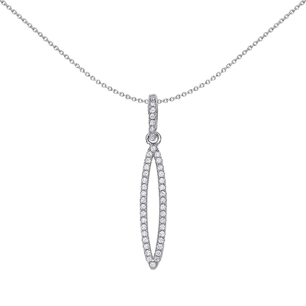 Silver  CZ Tear of Joy Charm Necklace 18 inch - GVP384