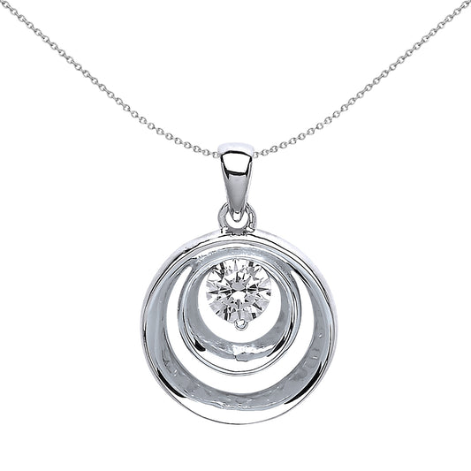 Silver  CZ Tunnel Rings Charm Necklace 18 inch - GVP398