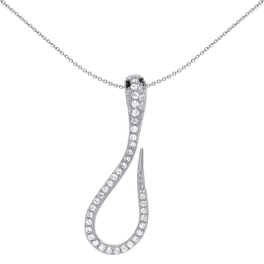 Silver  CZ Loopy Snake Pendant Necklace 18 inch - GVP401