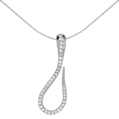 Silver  CZ Loopy Snake Pendant Necklace - GVP401