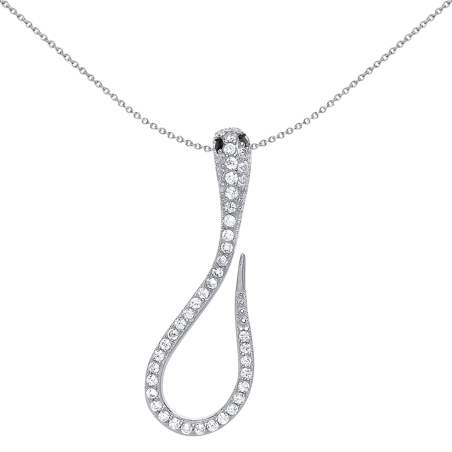 Silver  CZ Loopy Snake Pendant Necklace - GVP401