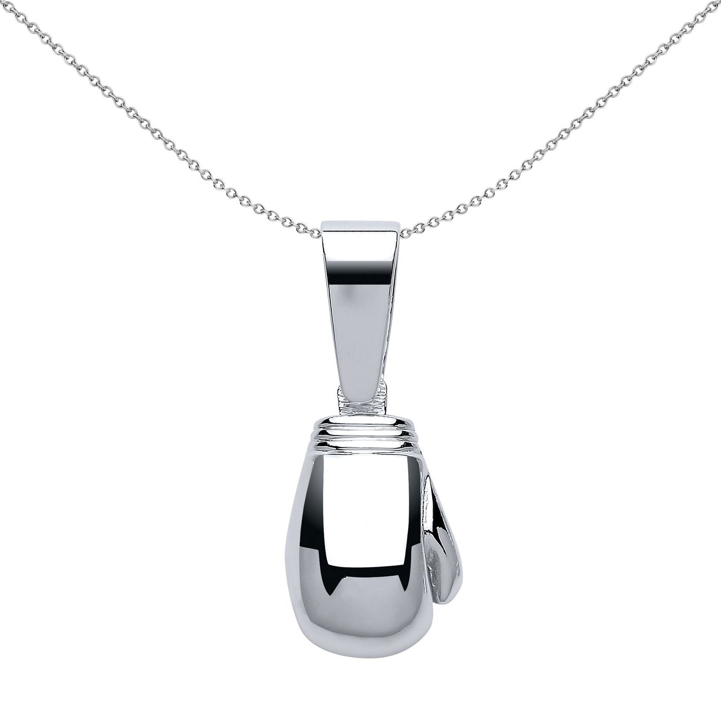 Mens Silver  Solid Boxing Glove Pendant Necklace 20 inch - GVP403