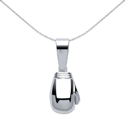 Mens Silver  Solid Boxing Glove Pendant Necklace 20 inch - GVP403