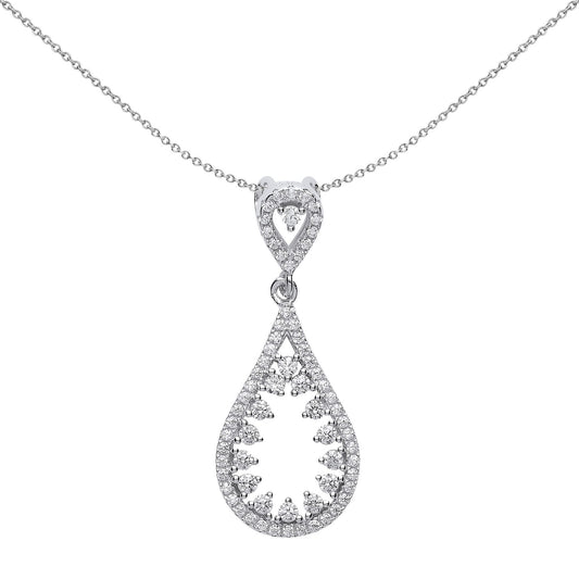 Sterling Silver  CZ Fizzy Avocado Icicle Teardrop Pendant Necklace - GVP406