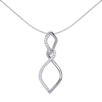 Silver  CZ Liquid Flame Twist Pendant Necklace 18 inch - GVP407