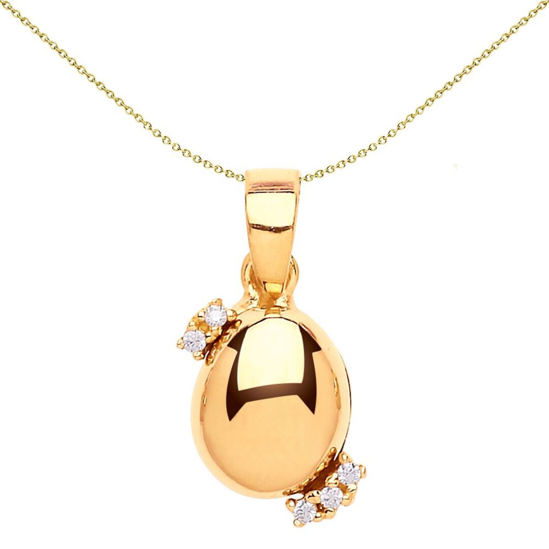 Gilded Sterling Silver  CZ Golden Egg Electroform Pebble Pendant - GVP420GOLD