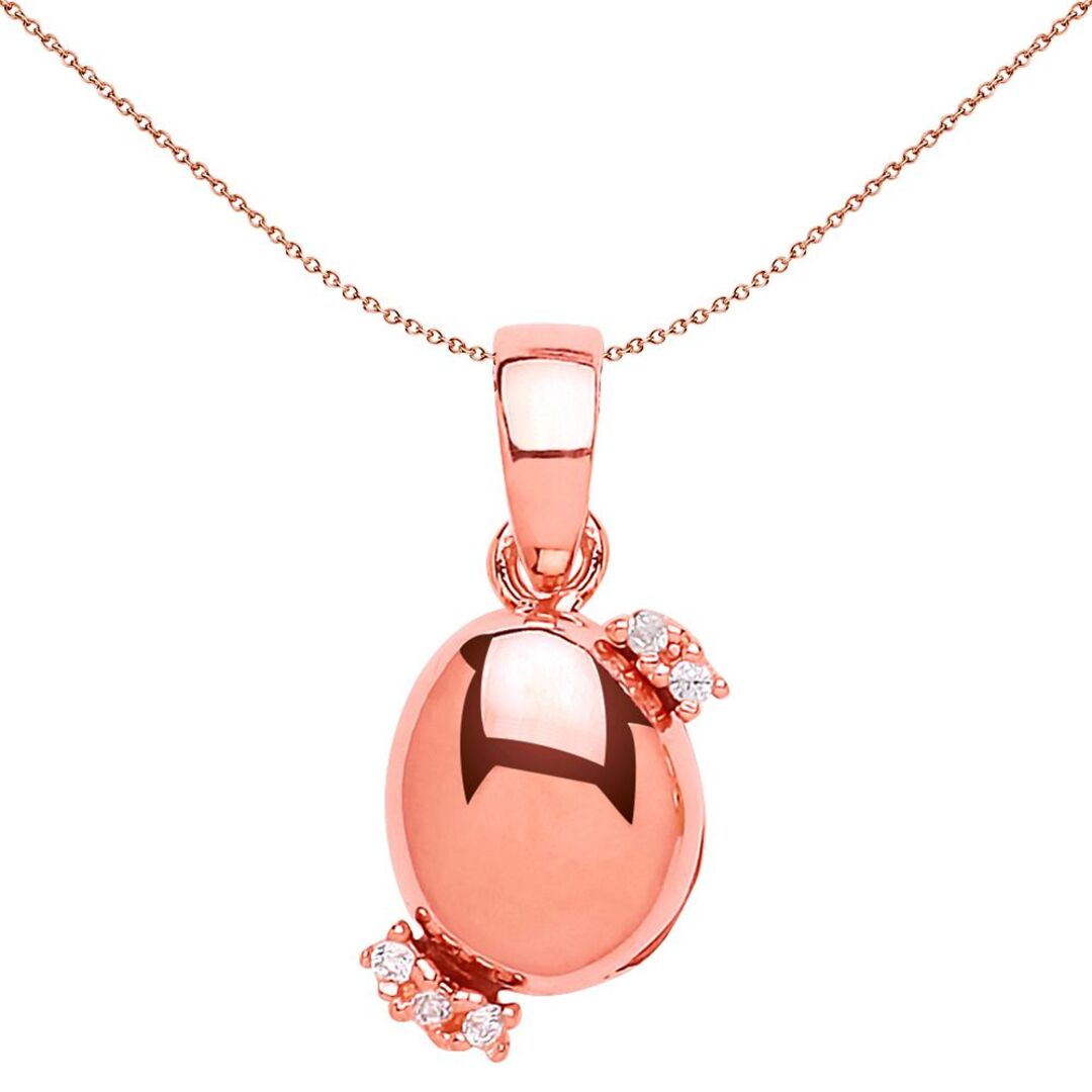 Rose Sterling Silver  CZ Golden Egg Electroform Pebble Pendant - GVP420ROSE