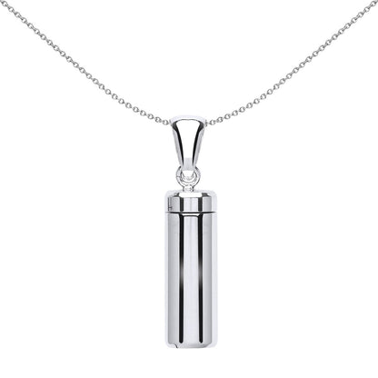 Silver  Cremation Urn Locket Cylinder Thermos Capsule Pendant - GVP421
