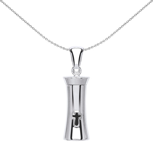 Silver  Cross Cremation Urn Locket Necklace 18 inch - GVP423
