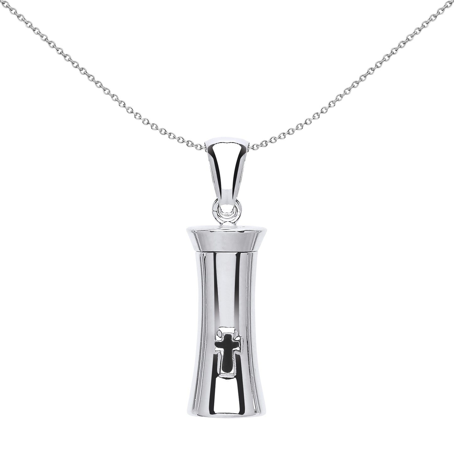 Silver  Cross Cremation Urn Locket Necklace 18 inch - GVP423