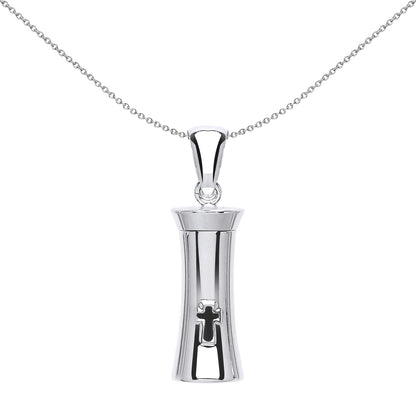 Silver  Cross Cremation Urn Locket Necklace 18 inch - GVP423