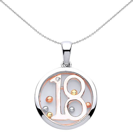 Rose Silver  CZ Floating Bead 18 Birthday Necklace - GVP433