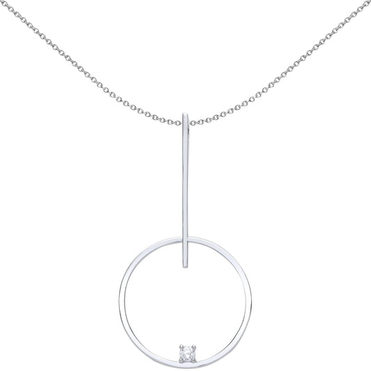 Silver  CZ Floating Loop Pendant Necklace 18 inch - GVP438