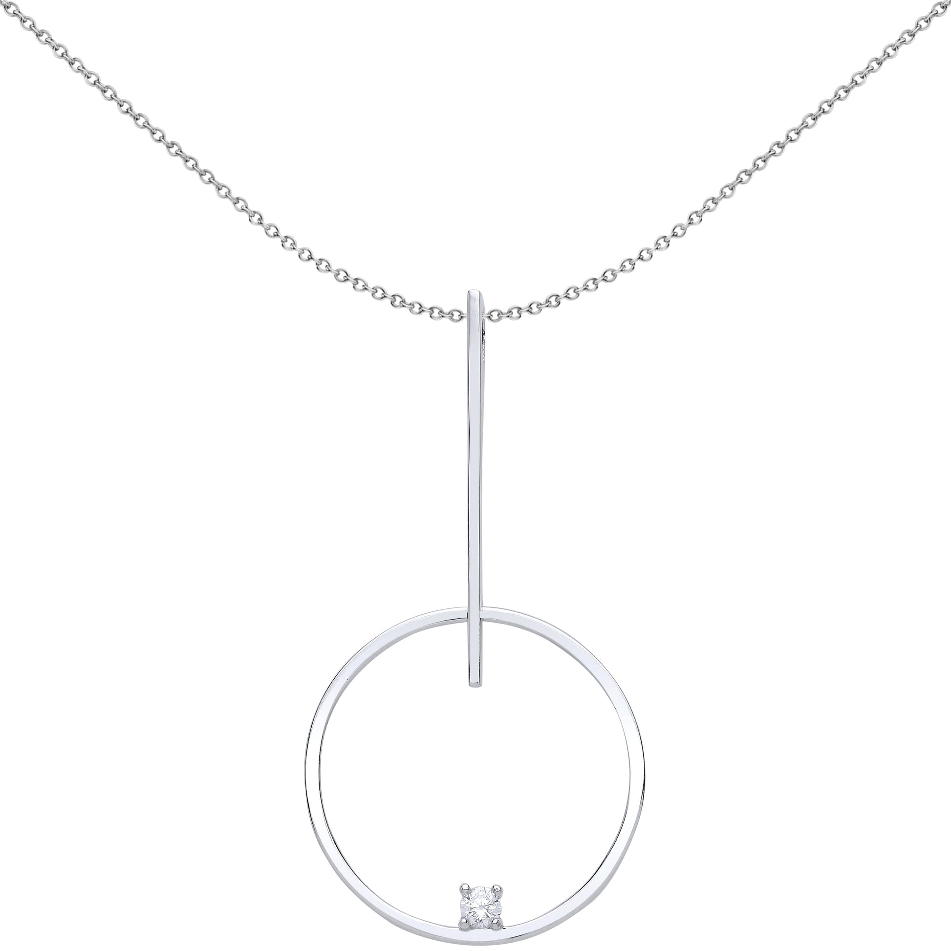 Silver  CZ Floating Loop Pendant Necklace 18 inch - GVP438