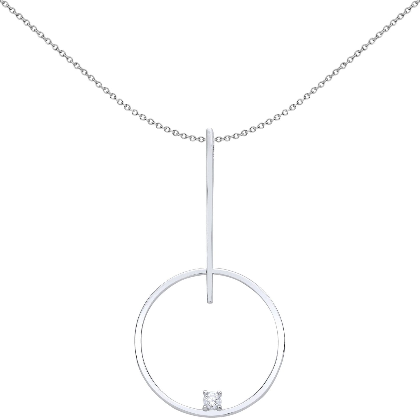 Silver  CZ Floating Loop Pendant Necklace - GVP438