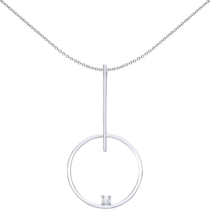 Silver  CZ Floating Loop Pendant Necklace 18 inch - GVP438