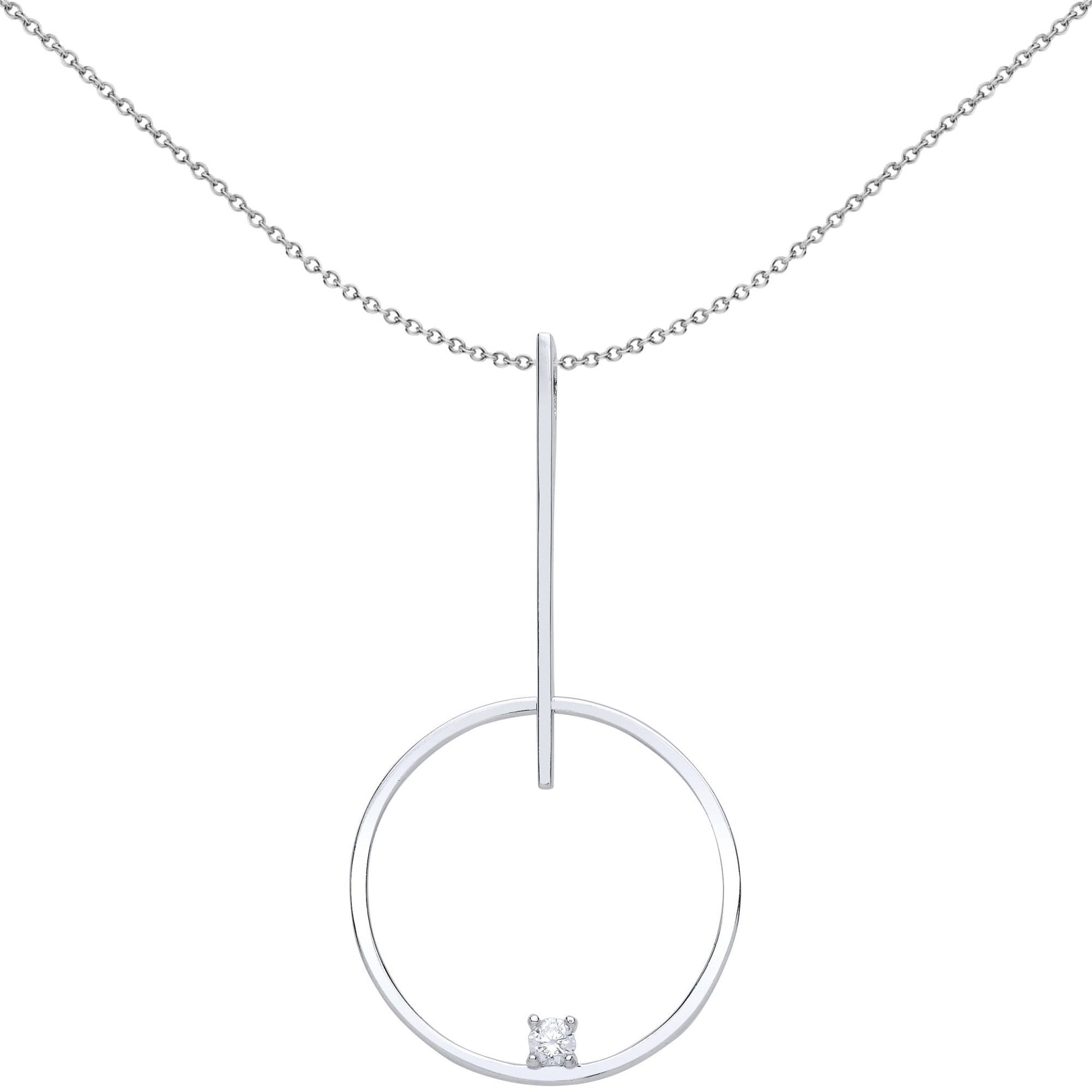 Silver  CZ Floating Loop Pendant Necklace - GVP438