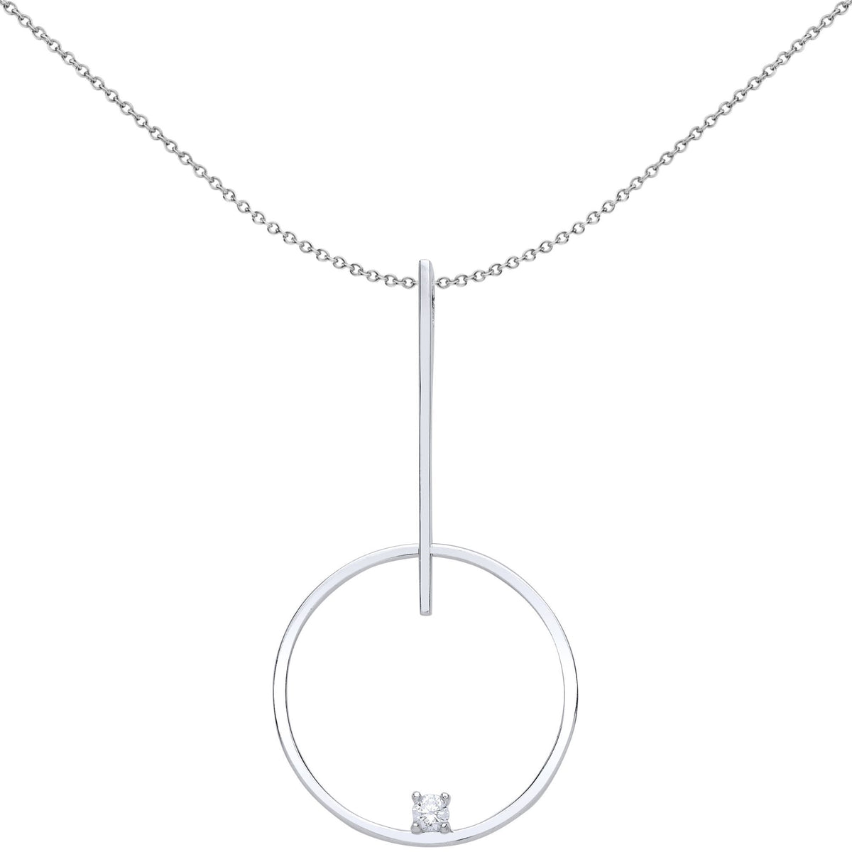 Sterling Silver  CZ Floating Loop Suspended Pendulum Pendant - GVP438