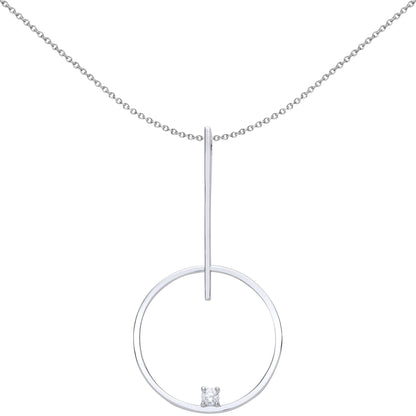 Sterling Silver  CZ Floating Loop Suspended Pendulum Pendant - GVP438