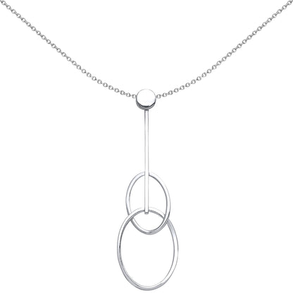 Silver  Oval Loops Pendant Necklace 18 inch - GVP440