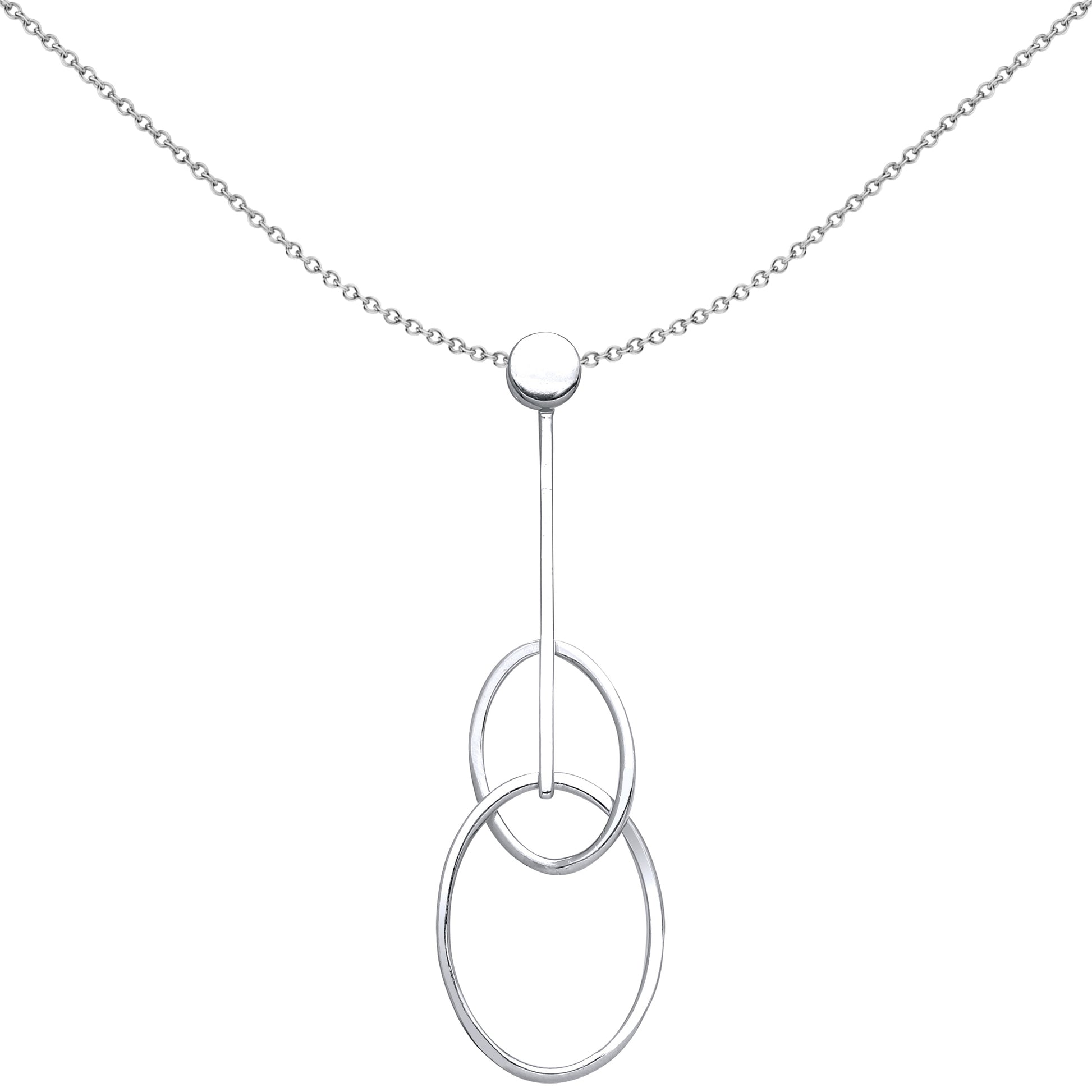 Silver  Oval Loops Pendant Necklace 18 inch - GVP440