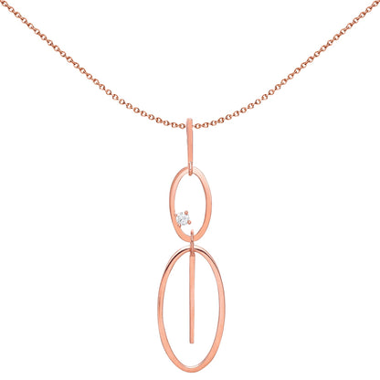 Rose Silver  CZ Oval Loops Pendant Necklace 18 inch - GVP441