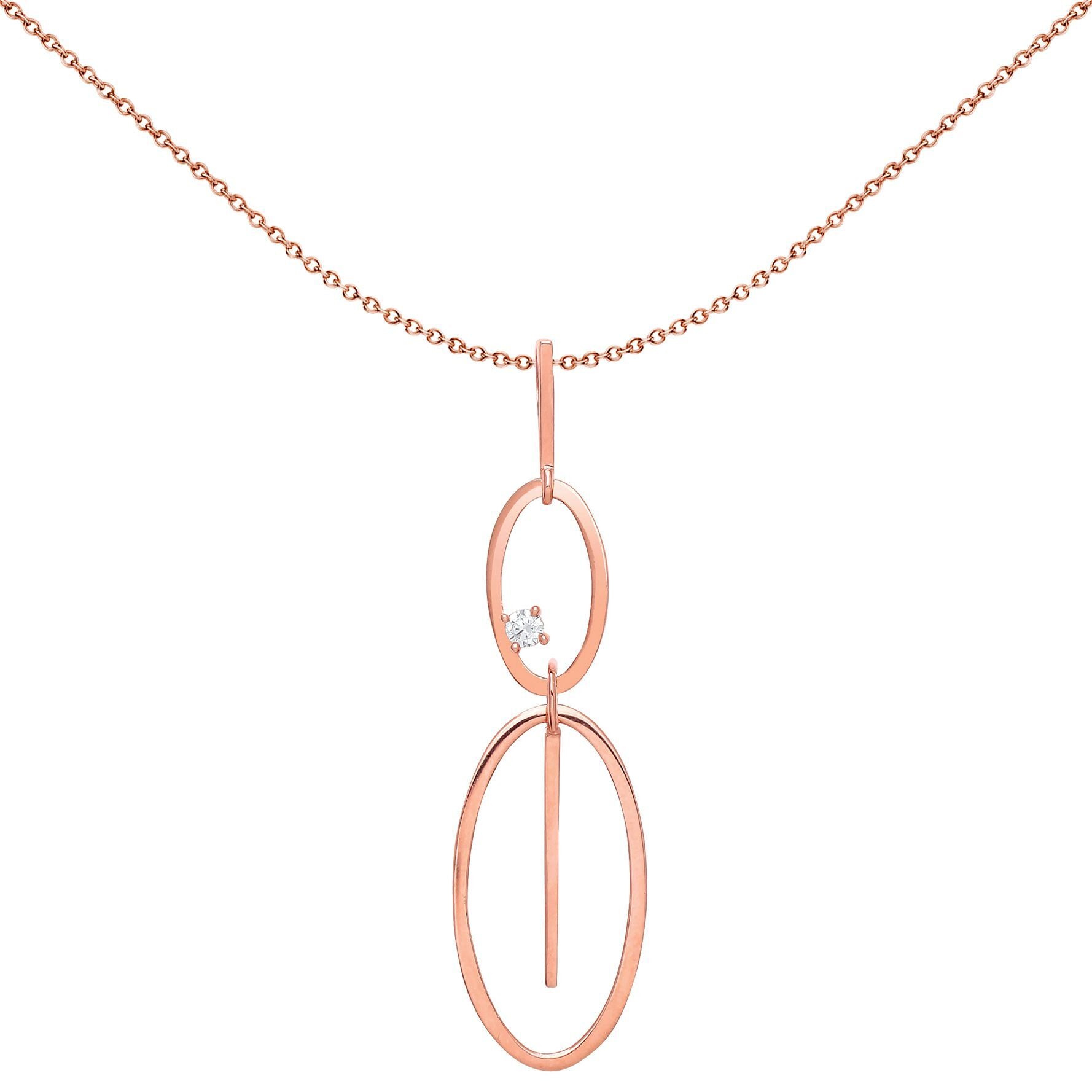 Rose Silver  CZ Oval Loops Pendant Necklace - GVP441