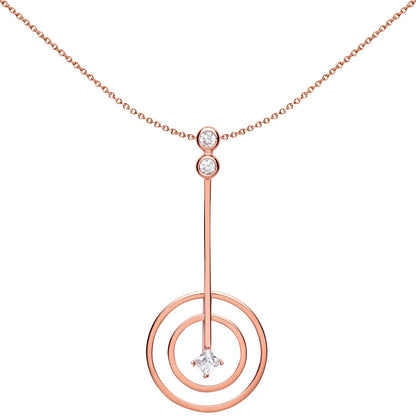 Rose Silver  princess Cut CZ Crop Circles Necklace - GVP442
