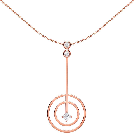 Rose Silver  princess Cut CZ Crop Circles Necklace - GVP442
