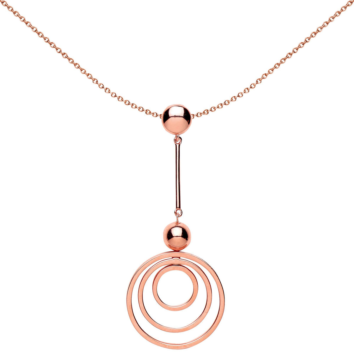 Rose Silver  Crop Circles concentric nested Sonic Boom Pendant - GVP443