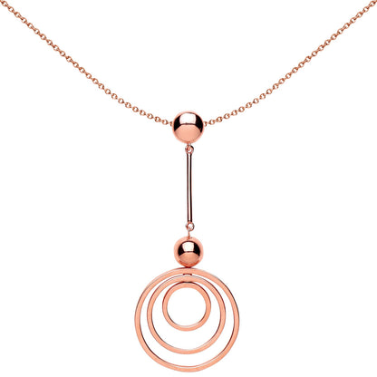 Rose Silver  Crop Circles concentric nested Sonic Boom Pendant - GVP443