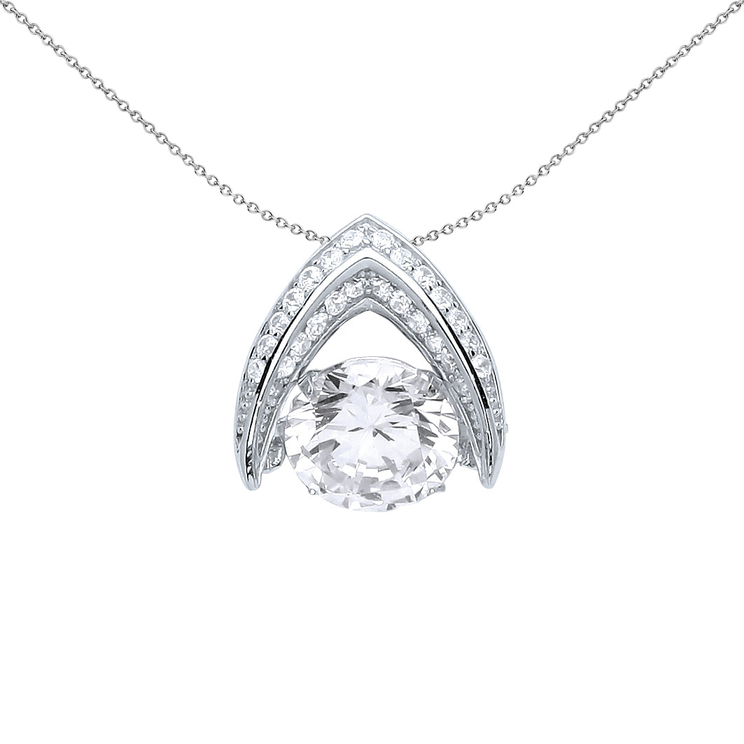 Silver  CZ Arrow Floating CZ Pendant Necklace 18 inch - GVP448