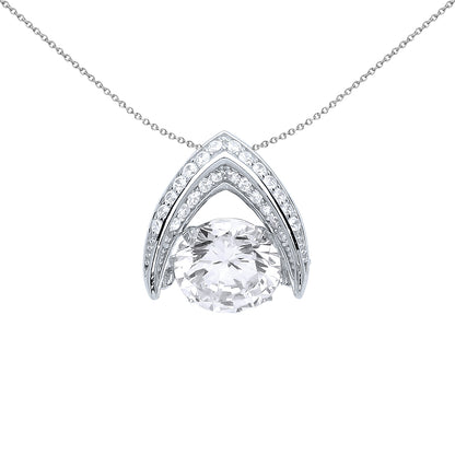 Silver  CZ Arrow Floating CZ Pendant Necklace 18 inch - GVP448