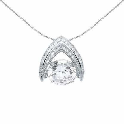 Silver  CZ Arrow Floating CZ Pendant Necklace 18 inch - GVP448