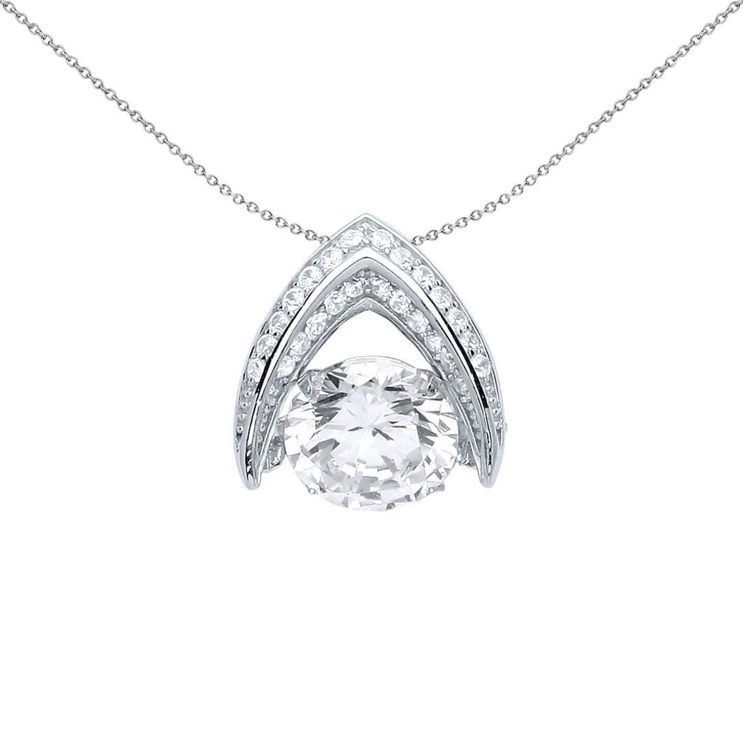Sterling Silver  CZ Rocking Solitaire Arrow Head Jaws Pendant - GVP448