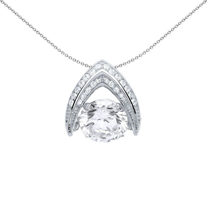 Sterling Silver  CZ Rocking Solitaire Arrow Head Jaws Pendant - GVP448