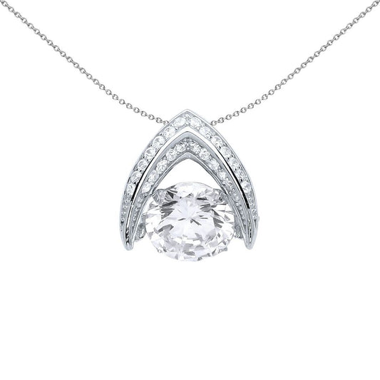 Sterling Silver  CZ Rocking Solitaire Arrow Head Jaws Pendant - GVP448