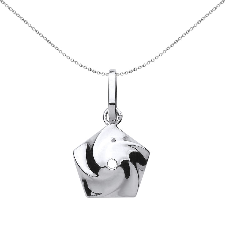 Silver  Swirling Pentagon Charm Necklace 18 inch - GVP465