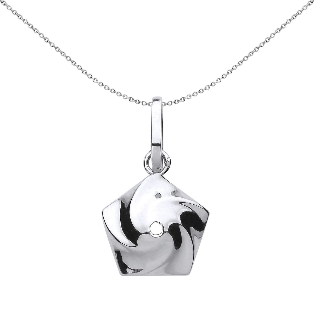 Silver  Swirling Pentagon Charm Charybdis Whirlpool Pendant - GVP465