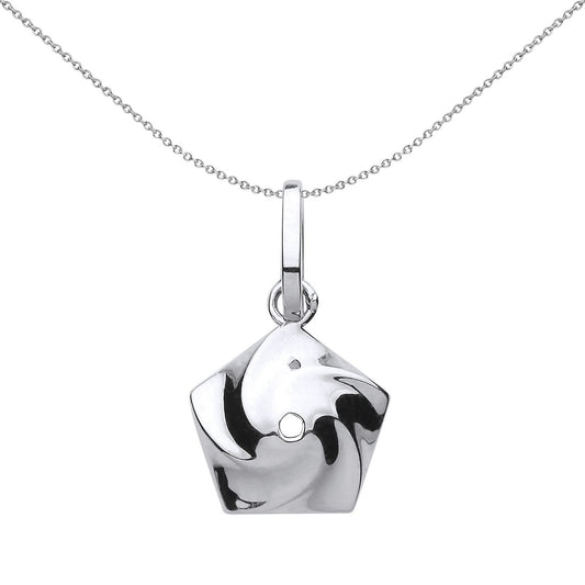 Silver  Swirling Pentagon Charm Charybdis Whirlpool Pendant - GVP465